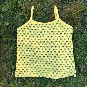 Yellow Bumble Bee Pattern Spaghetti Strap Cami Tank Top